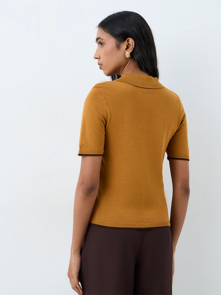 Wardrobe Mustard Argyle-Printed Sweater