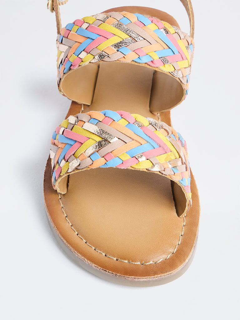 Yellow Multicolour Chevron Pattern Sandals