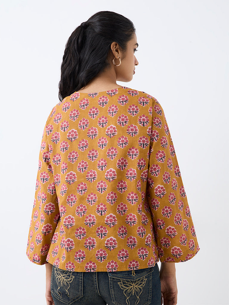 Utsa Mustard Floral Printed Tunic
