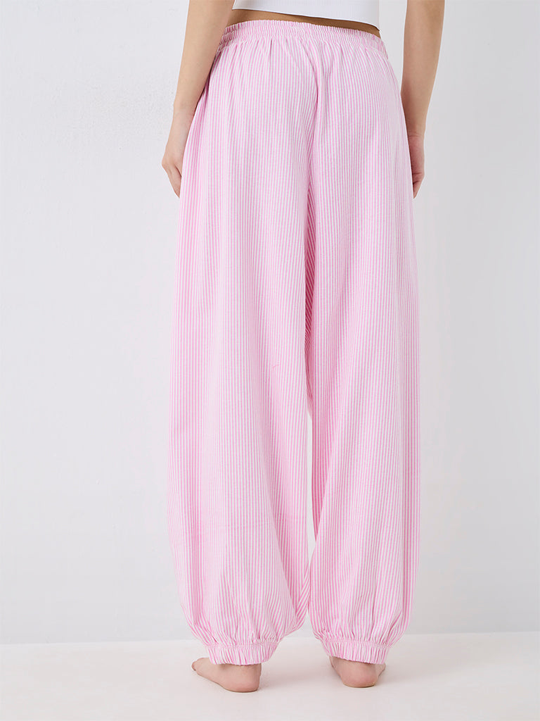 Superstar Pink Striped High-Rise Cotton-Blend Balloon Joggers