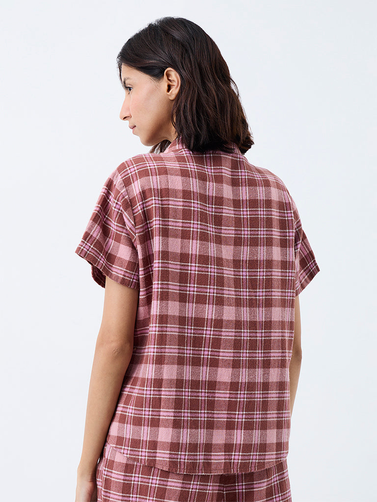 Superstar Brown Checks Pattern Cotton Shirt