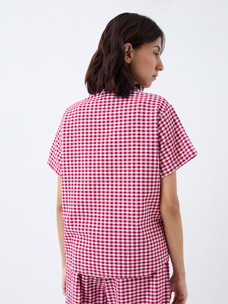 Superstar Red Gingham Checkered Cotton Shirt