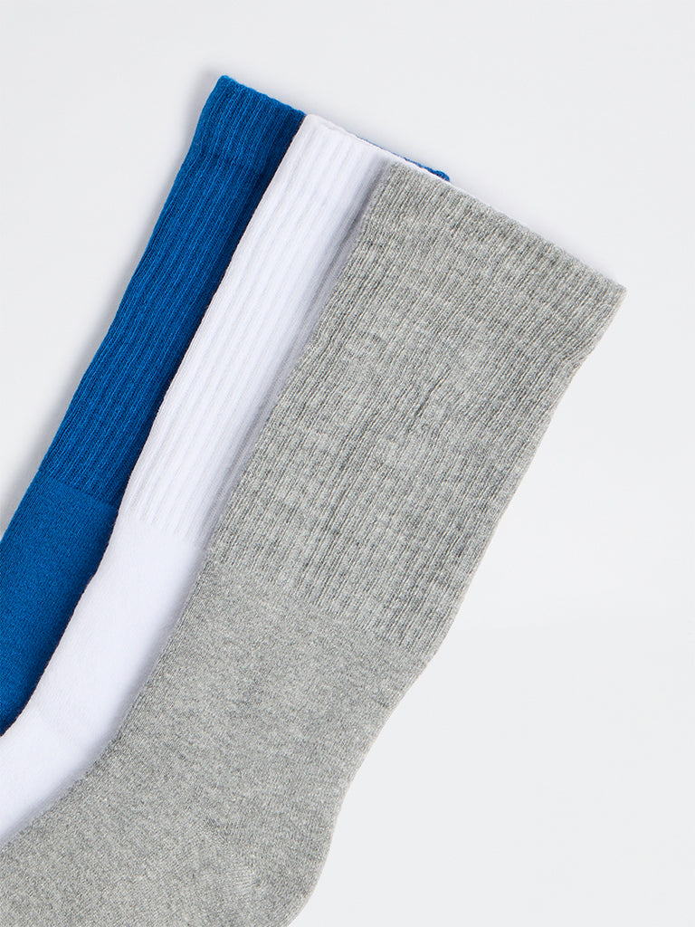 WES Lounge Multicolour Cotton-Blend Full-Length Socks - Pack of 3