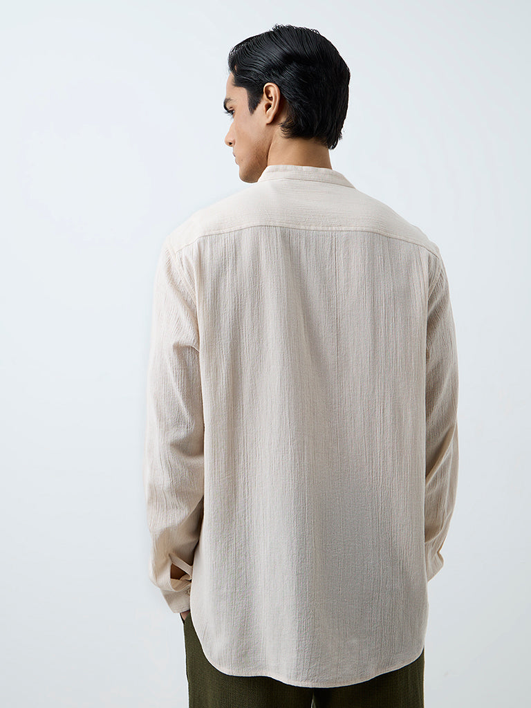 ETA Off-White Crinkle-Textured Relaxed-Fit Cotton Shirt