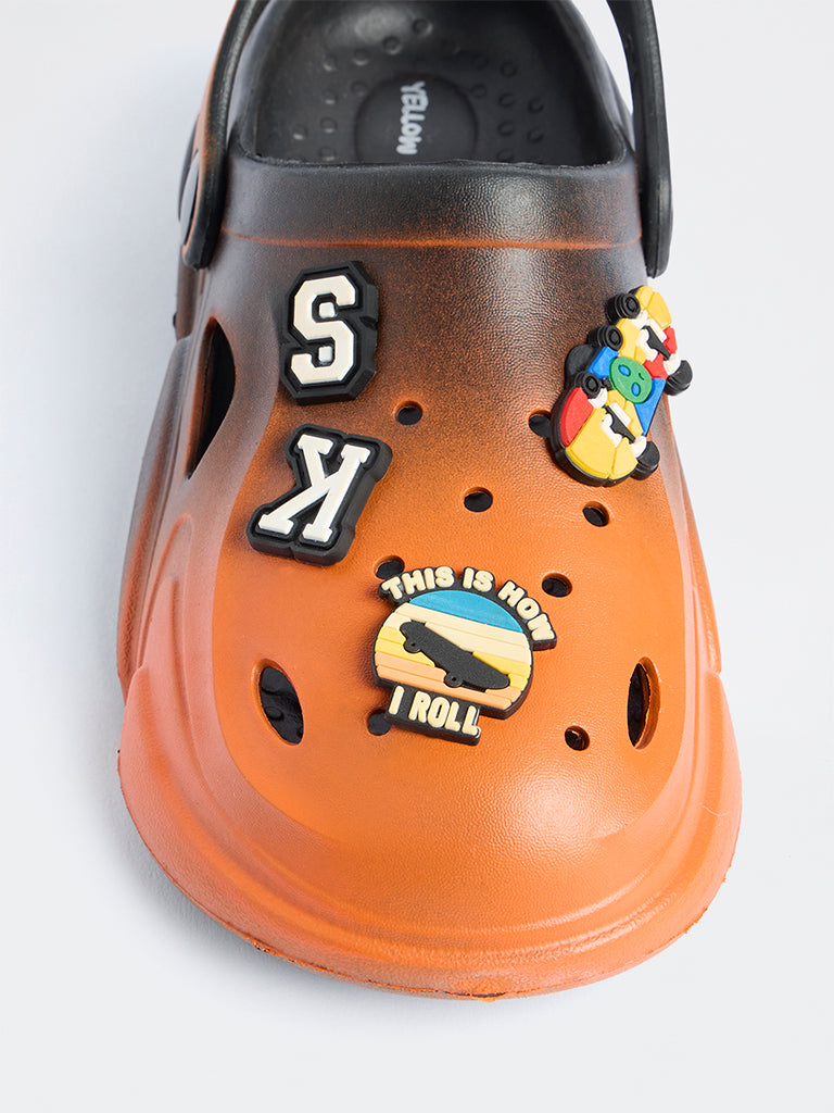 Yellow Orange Ombré Skater Appliqué Perforated Clogs