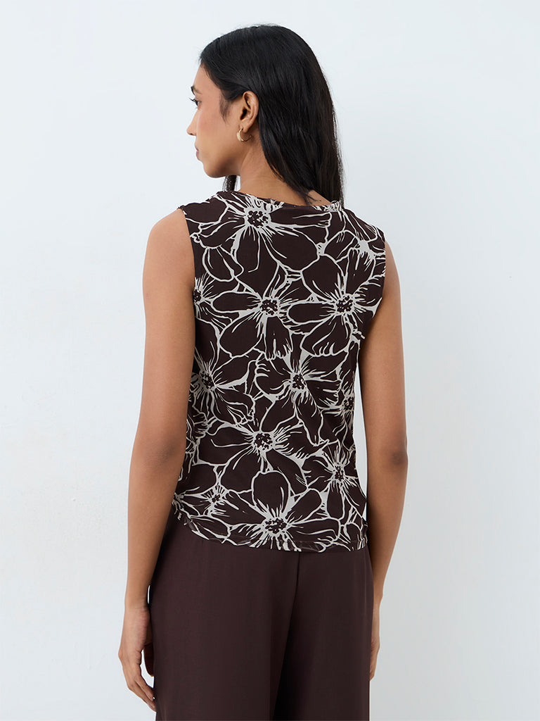Wardrobe Dark Brown Floral-Printed Top