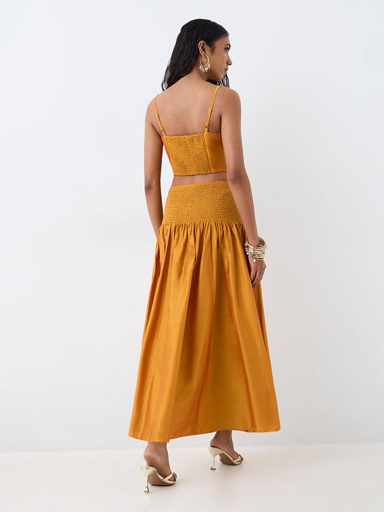 Vark Mustard Smocked Skirt
