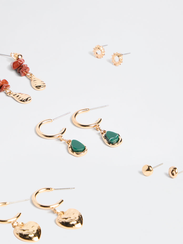 Westside Accessories Multicolour Stud and Hoop Earrings - Pack of 6
