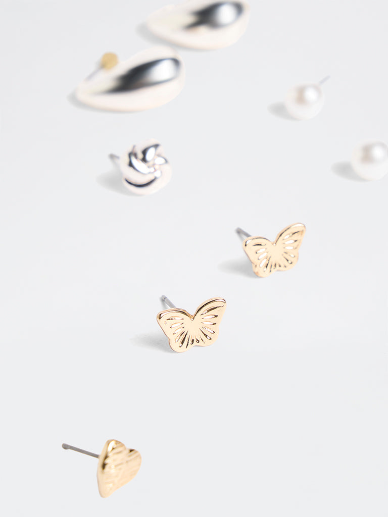 Westside Accessories Gold and Silver Multi-Stud Earrings - Pack of 5
