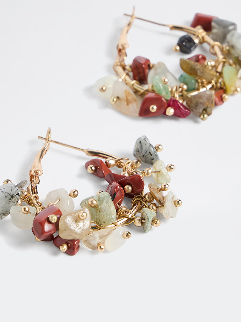 Westside Accessories Multicolour Stone Statement Hoop Earrings