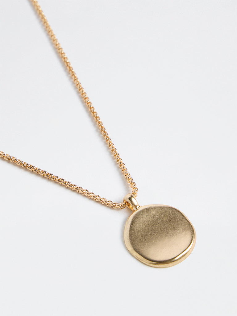 Westside Accessories Gold Sculpted Coin Pendant Necklace