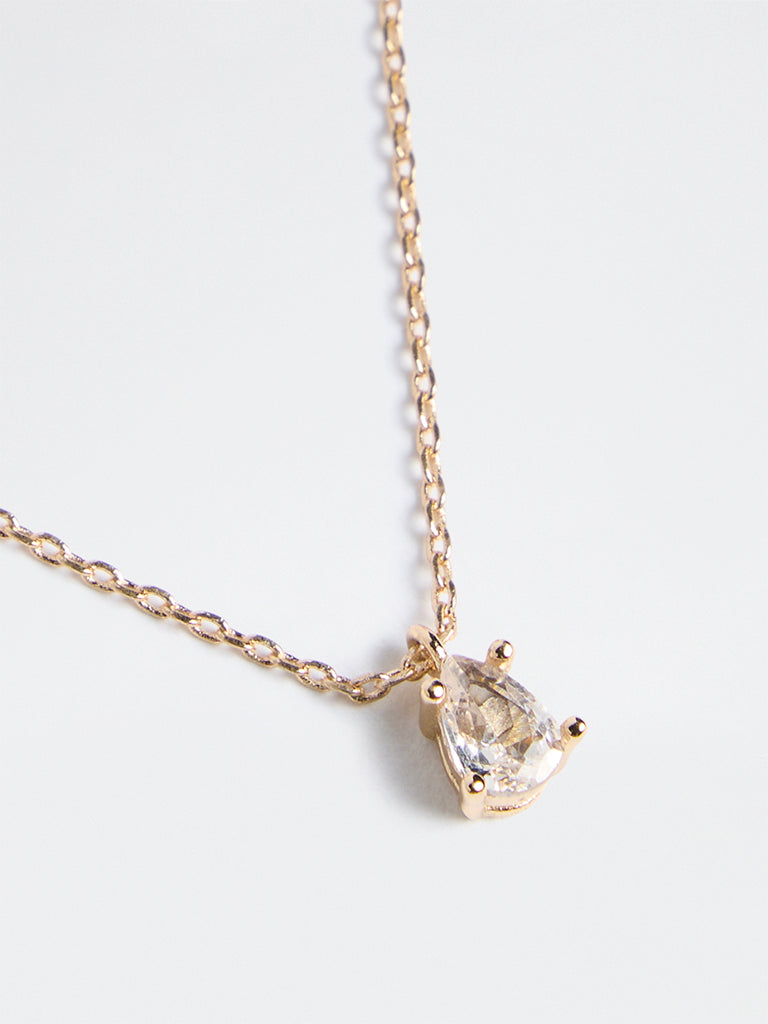 Westside Accessories Gold Crystal Teardrop Pendant Chain Necklace