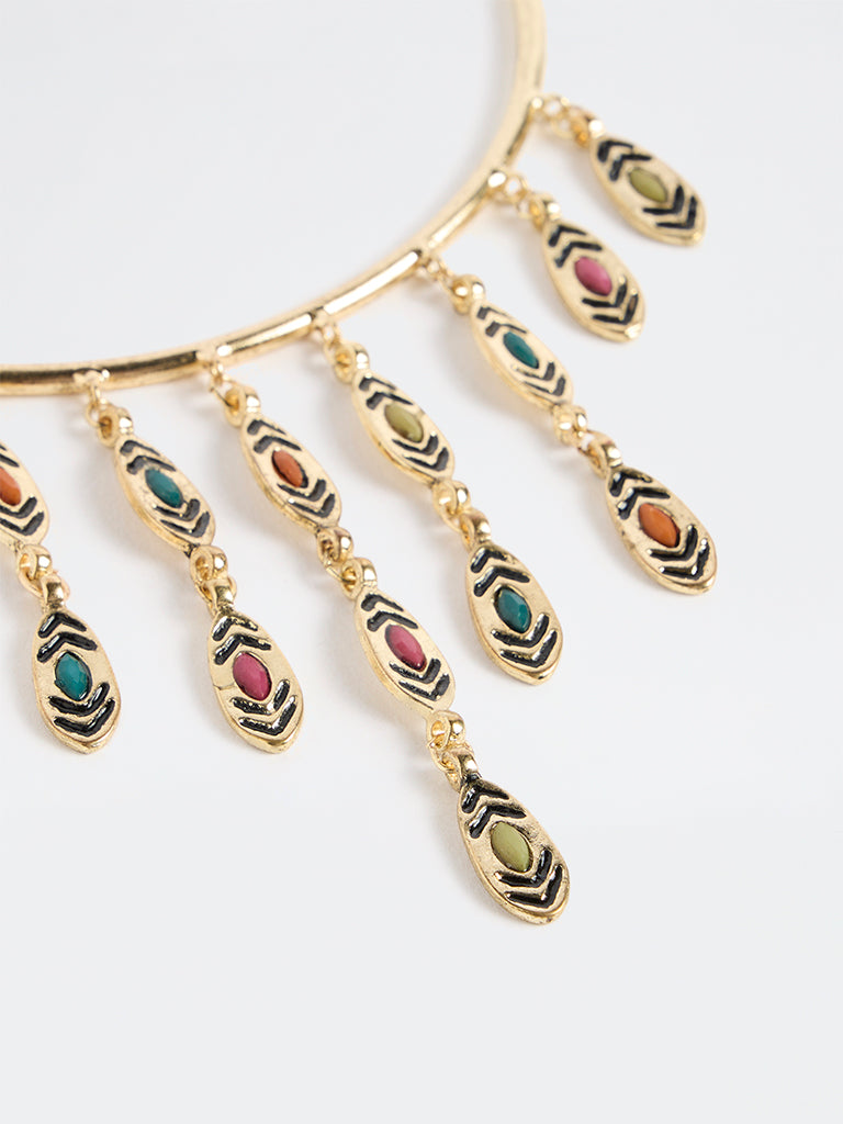 Westside Accessories Gold Stone-Detail Statement Collar Necklace