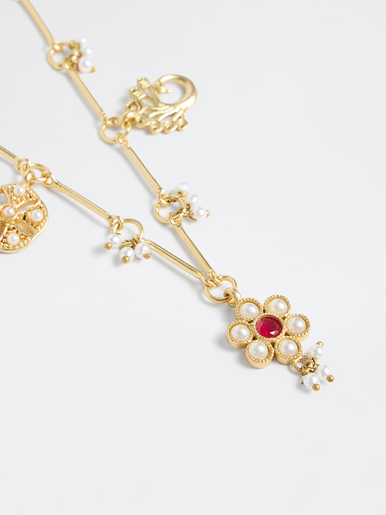 Westside Accessories Gold Floral Design Multi-Charm Necklace