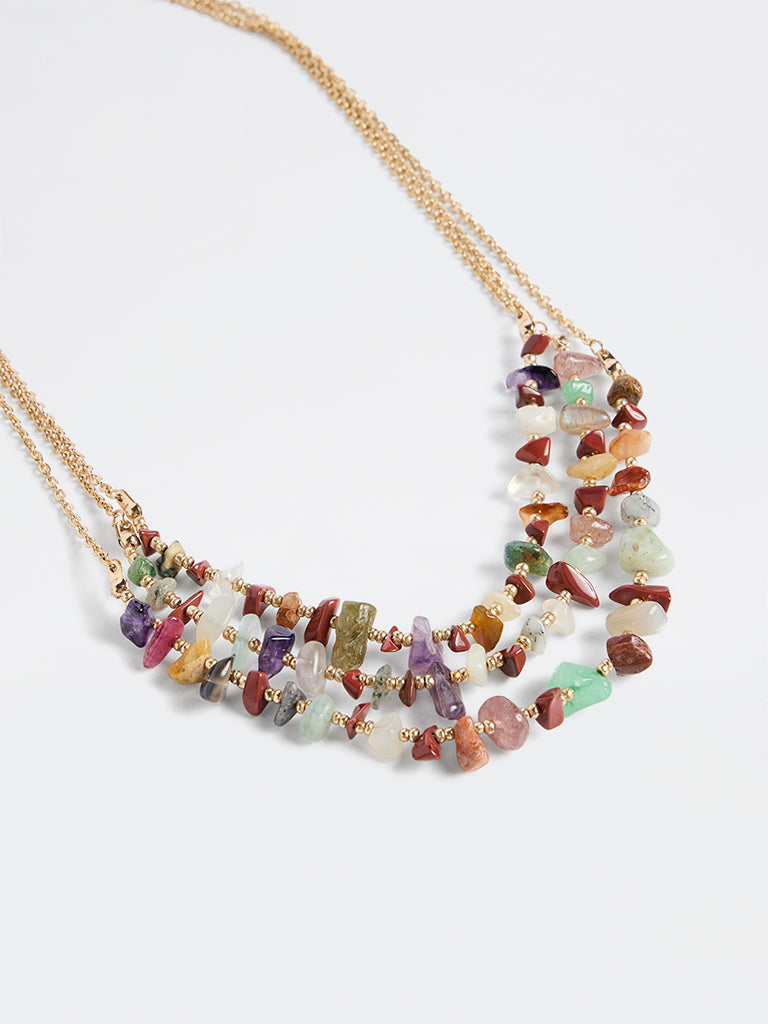 Westside Accessories Multicolour Stone 3-Layer Necklace