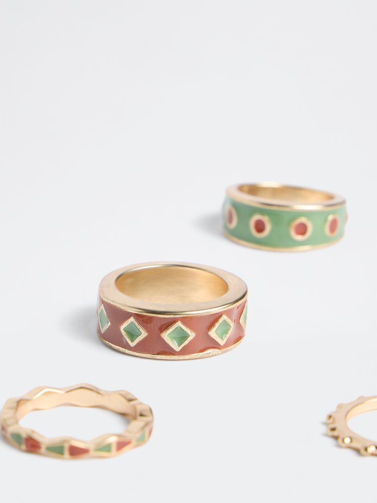 Westside Accessories Multicolour Stacking Rings – Pack of 6