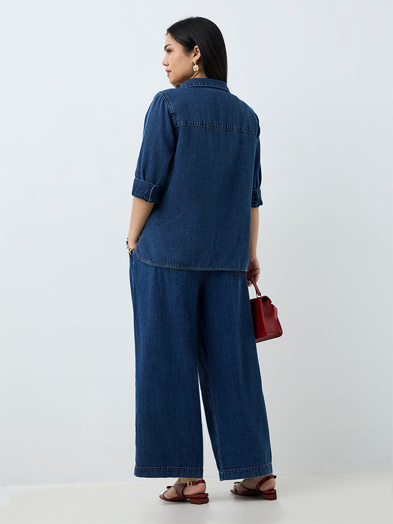 Gia Blue Solid High-Waist Jeans