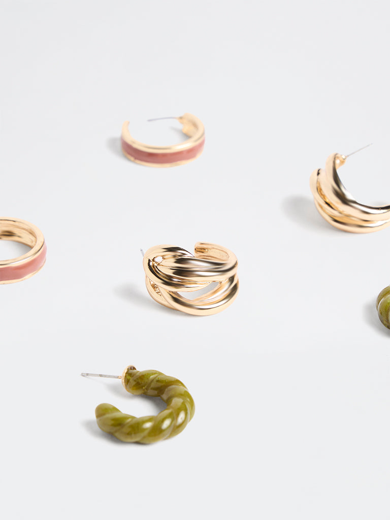 Westside Accessories Multicolour Hoop Earrings - Pack of 3
