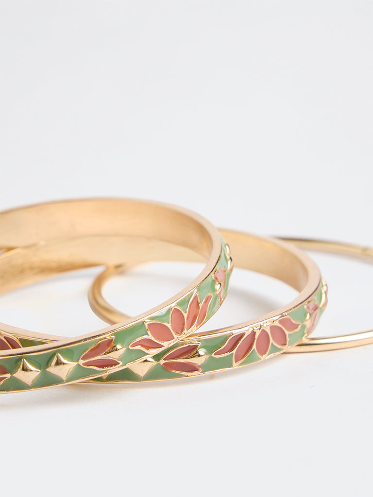 Westside Accessories Multicolour Enamel-Detail Bangles – Pack of 4