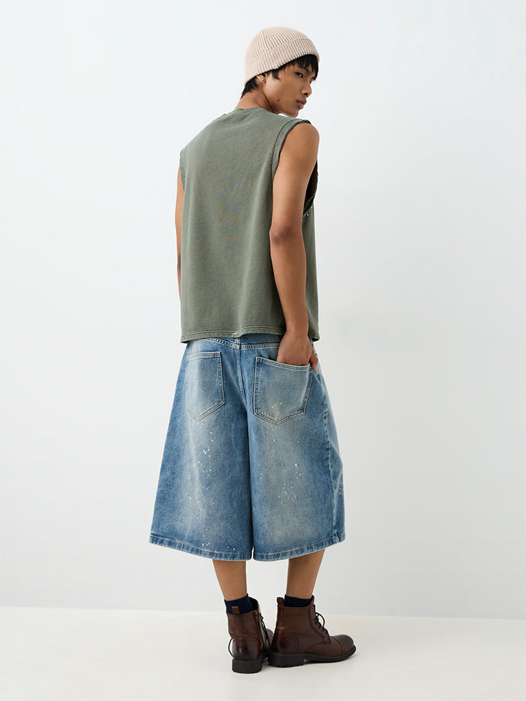 Nuon Light Blue Washed Baggy-Fit Mid-Rise Jorts
