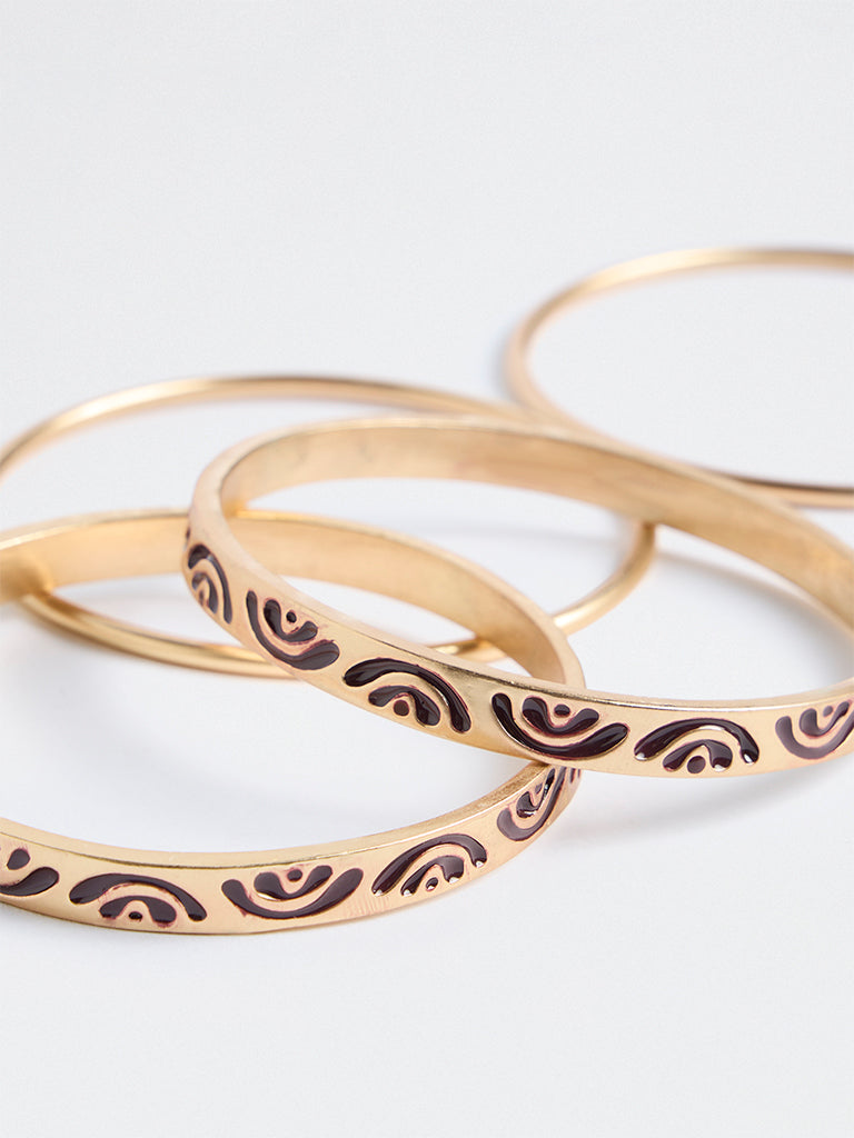 Westside Accessories Gold Tribal Design Bracelets - Pack of 4