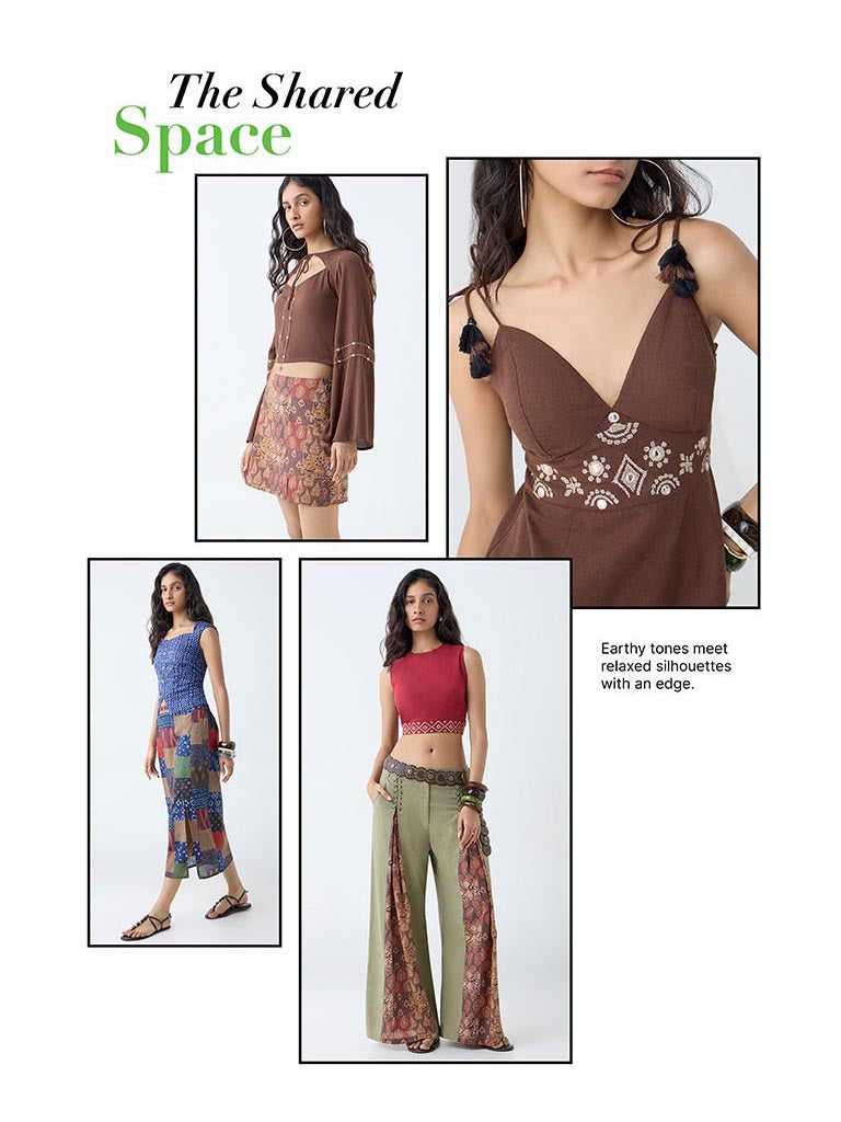 Bombay Paisley Maroon Embroidered Cotton-Blend Crop Top