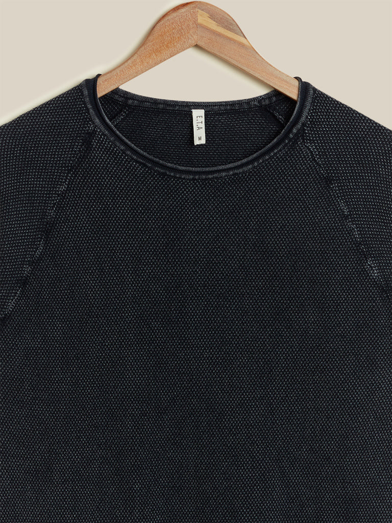 ETA Charcoal Slim Fit Sweater | Charcoal Slim Fit Sweater for Men Close Up View - Westside