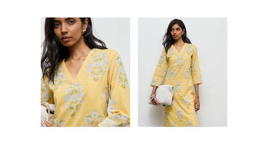 Pastel ethnic wear for women styled with elegant footwear from Westside Utsa collection