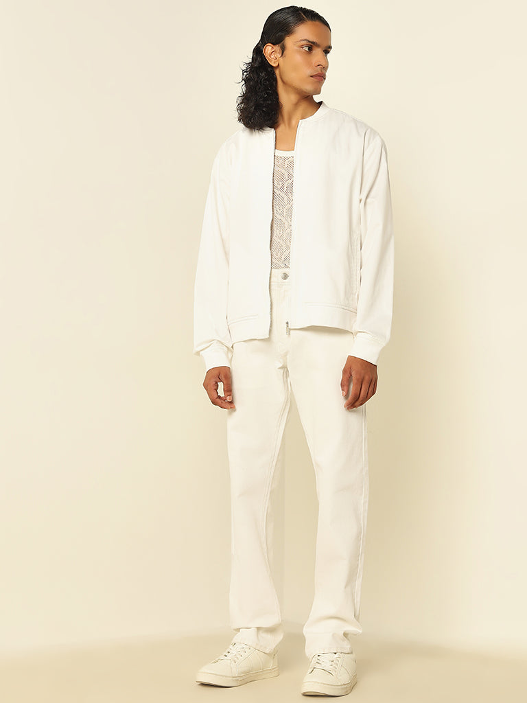 Westside Ascot Men's White Relaxed-Fit Mid-Rise Jeans for Casual Wear Full View