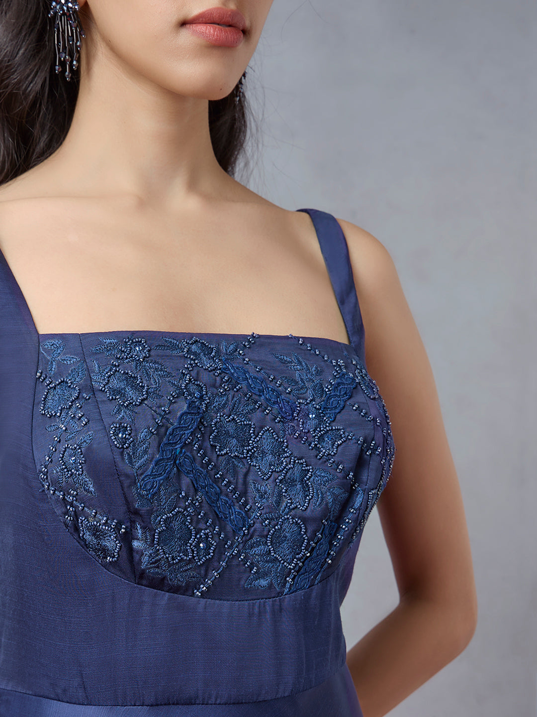 Samoh Embroidered Midi Dress - Blue
