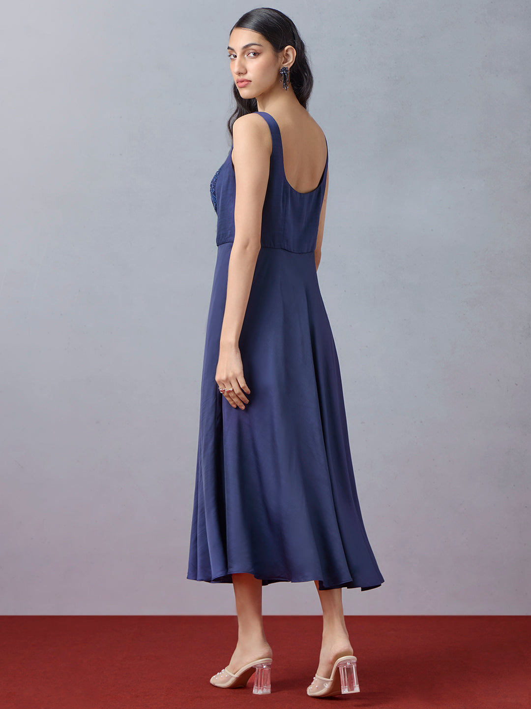 Samoh Embroidered Midi Dress - Blue