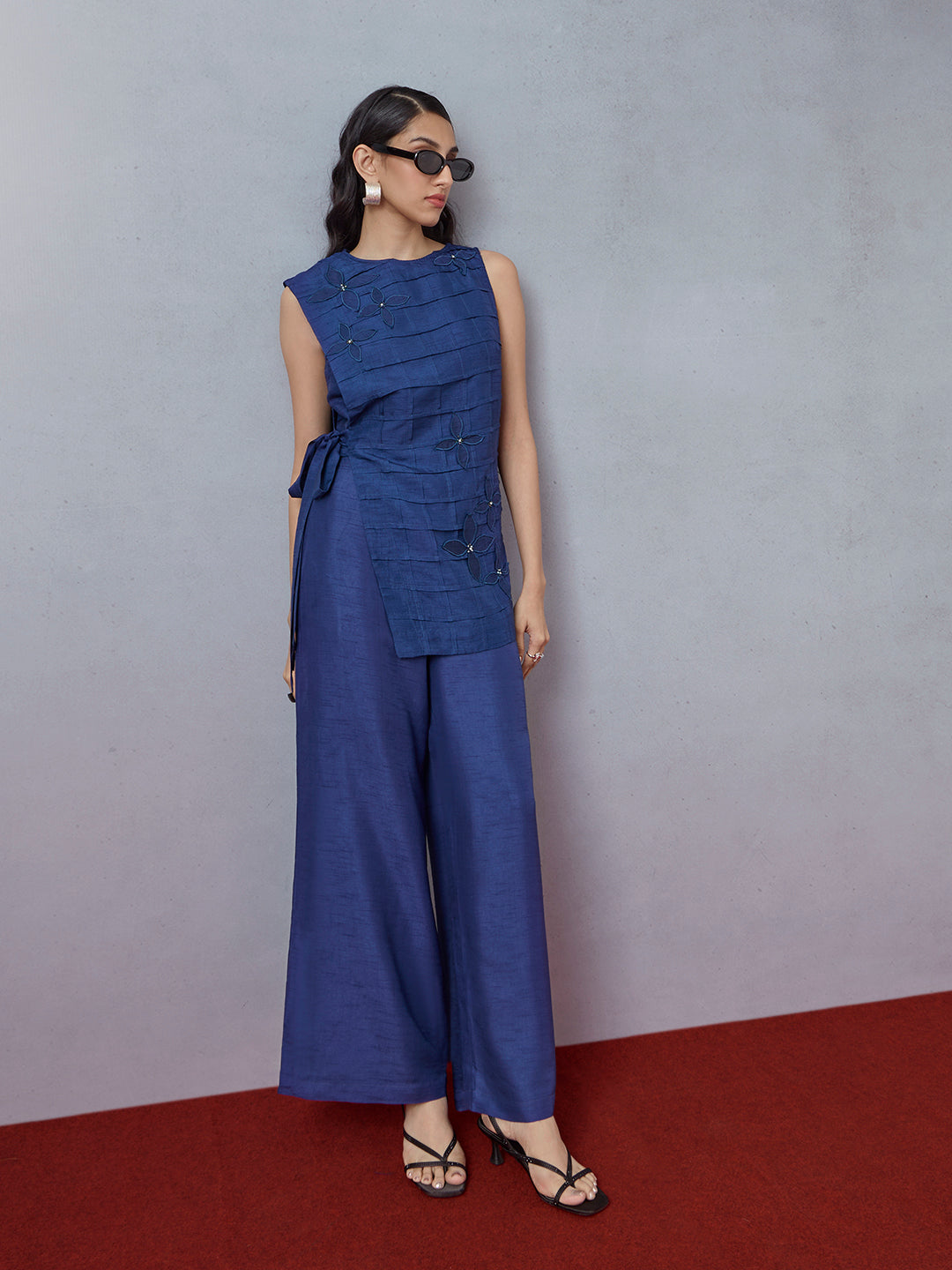 Samoh Tie-Up Detailed Top - Blue