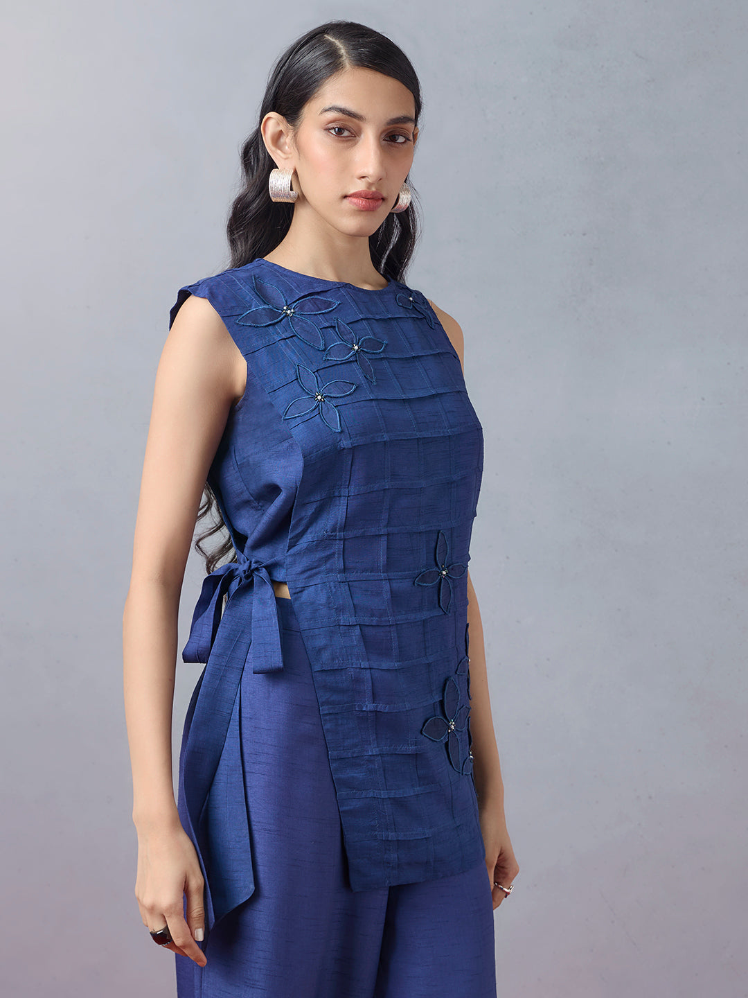 Samoh Tie-Up Detailed Top - Blue