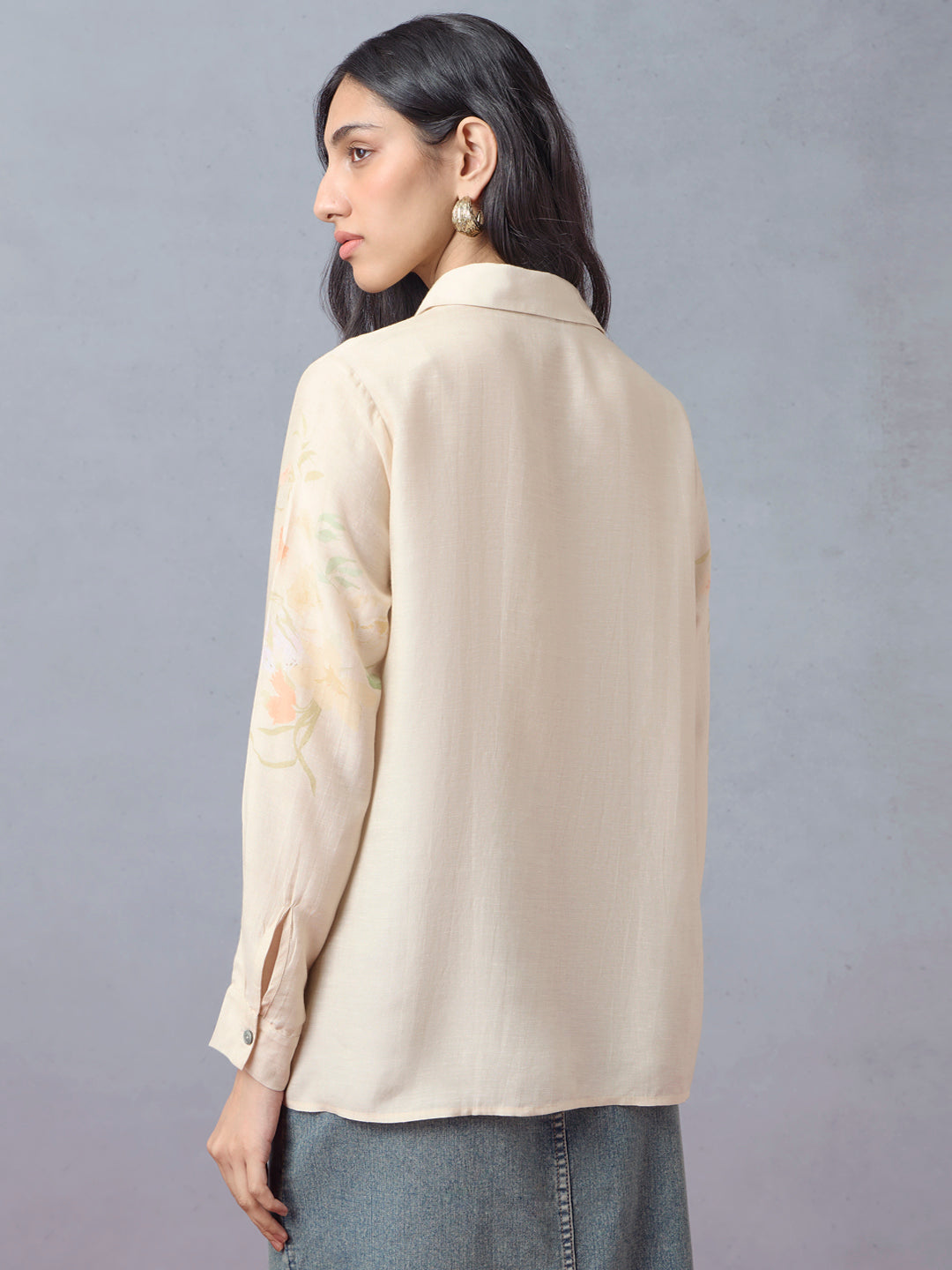 Samoh Floral Printed Shirt - Beige