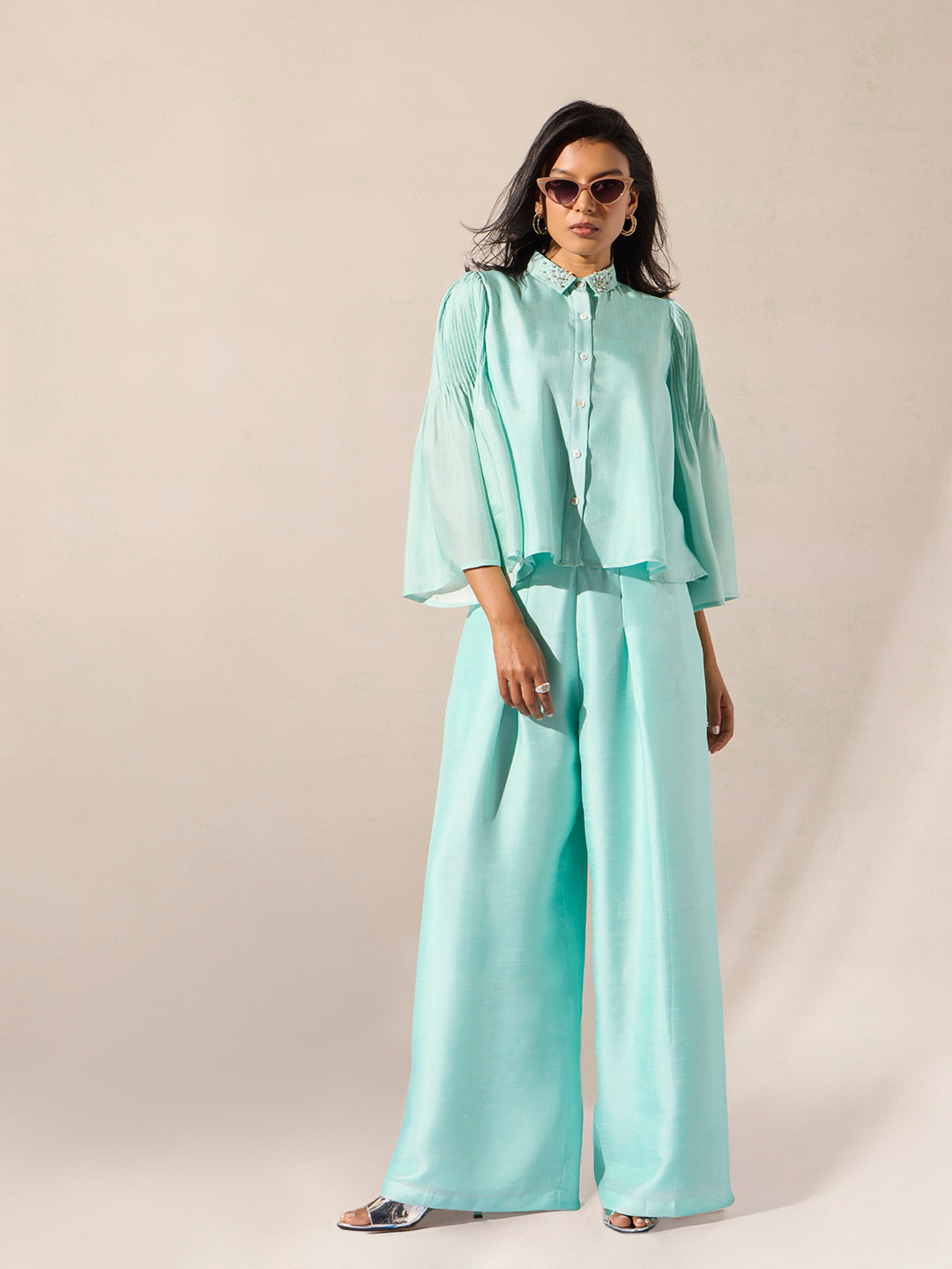 Pintuck Top - Blue
