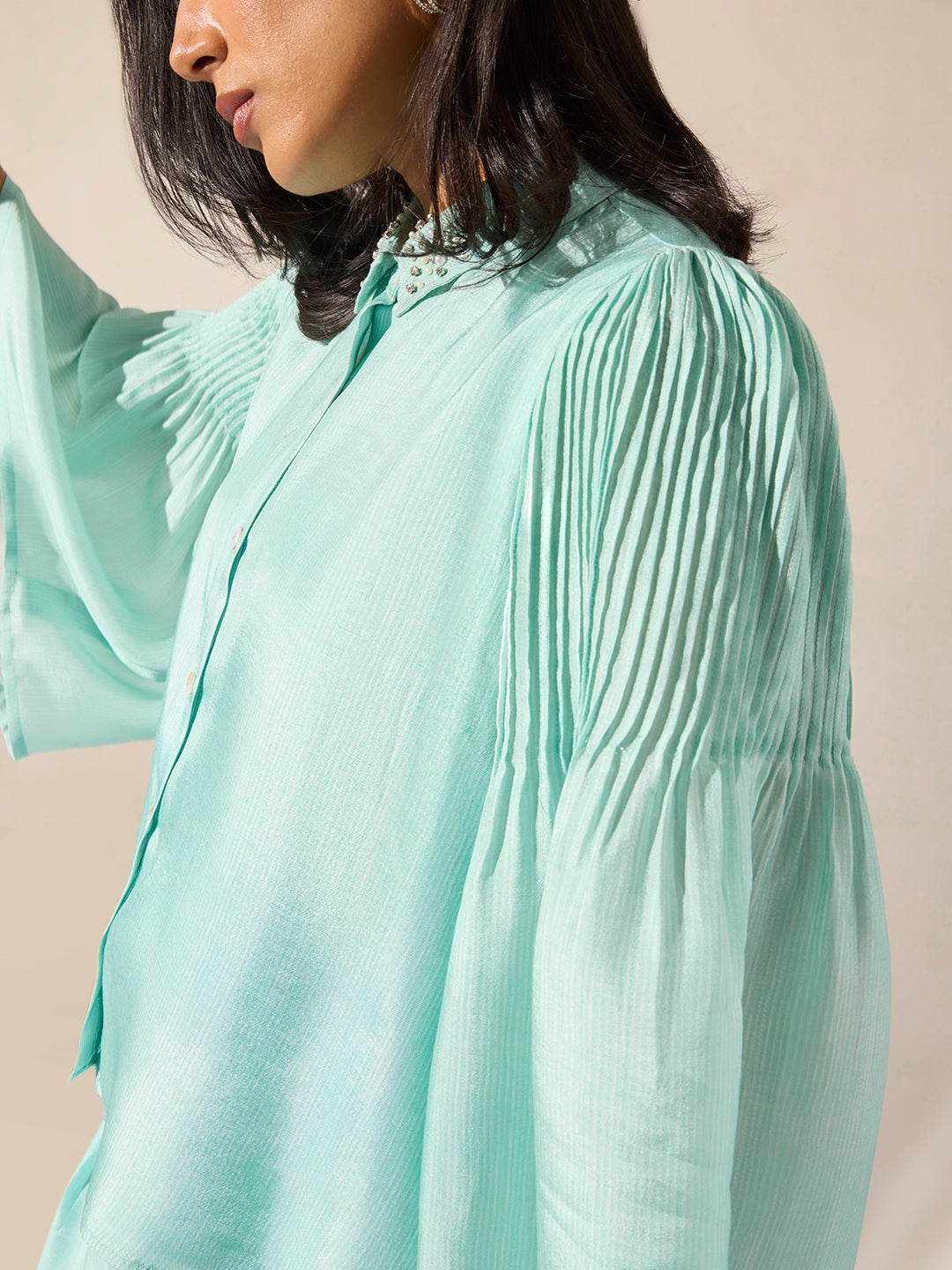 Pintuck Top - Blue