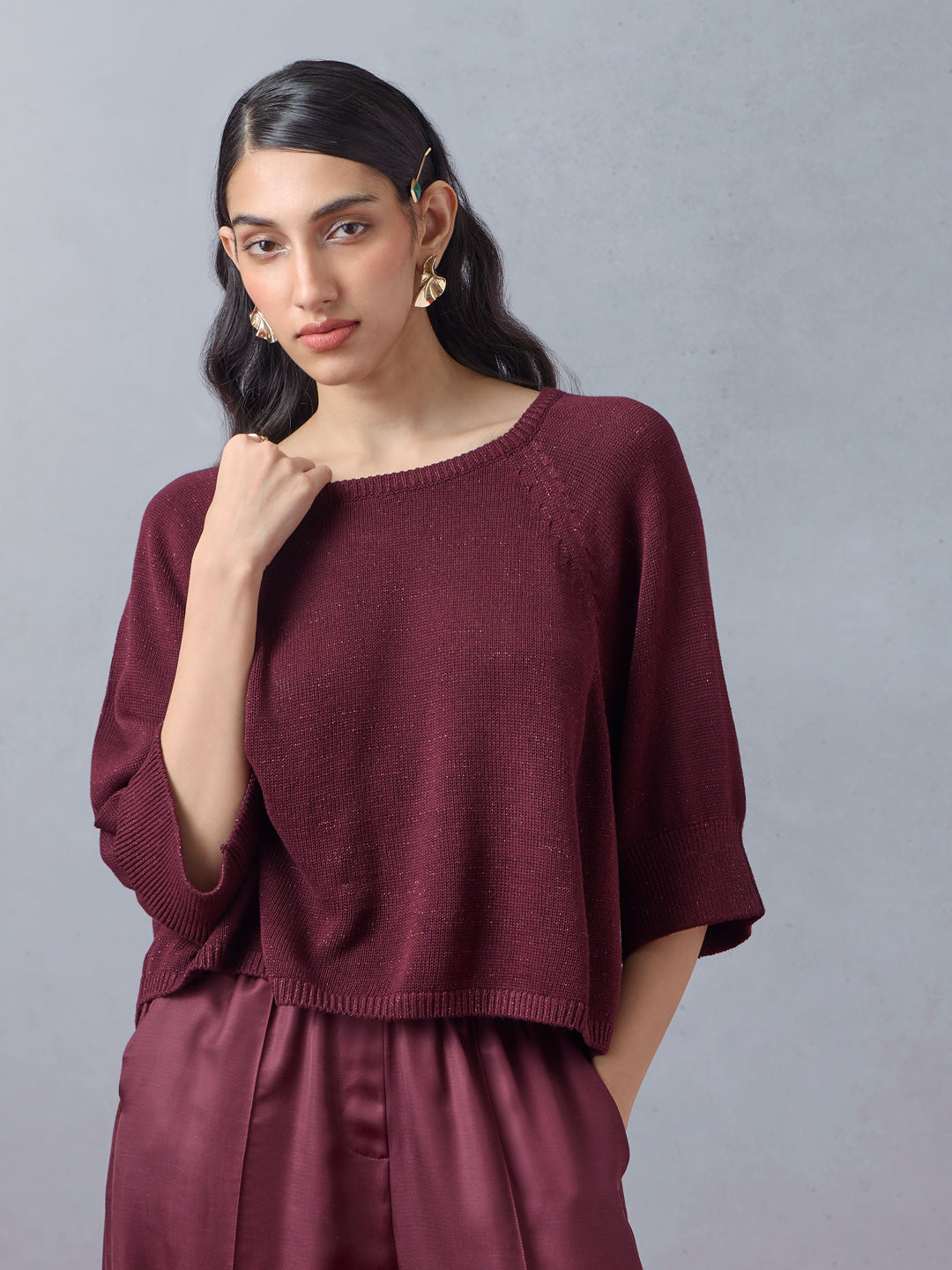 Samoh Knitted Top - Maroon