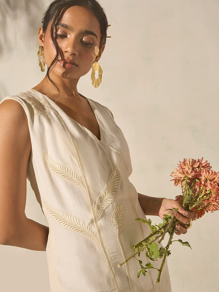Embroidered Dress - Ivory