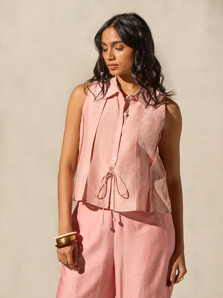 Samoh Drawstring Detail Top - Pink