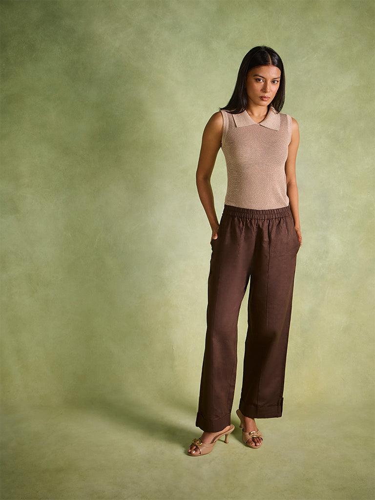 Straight-Leg Pants – Brown