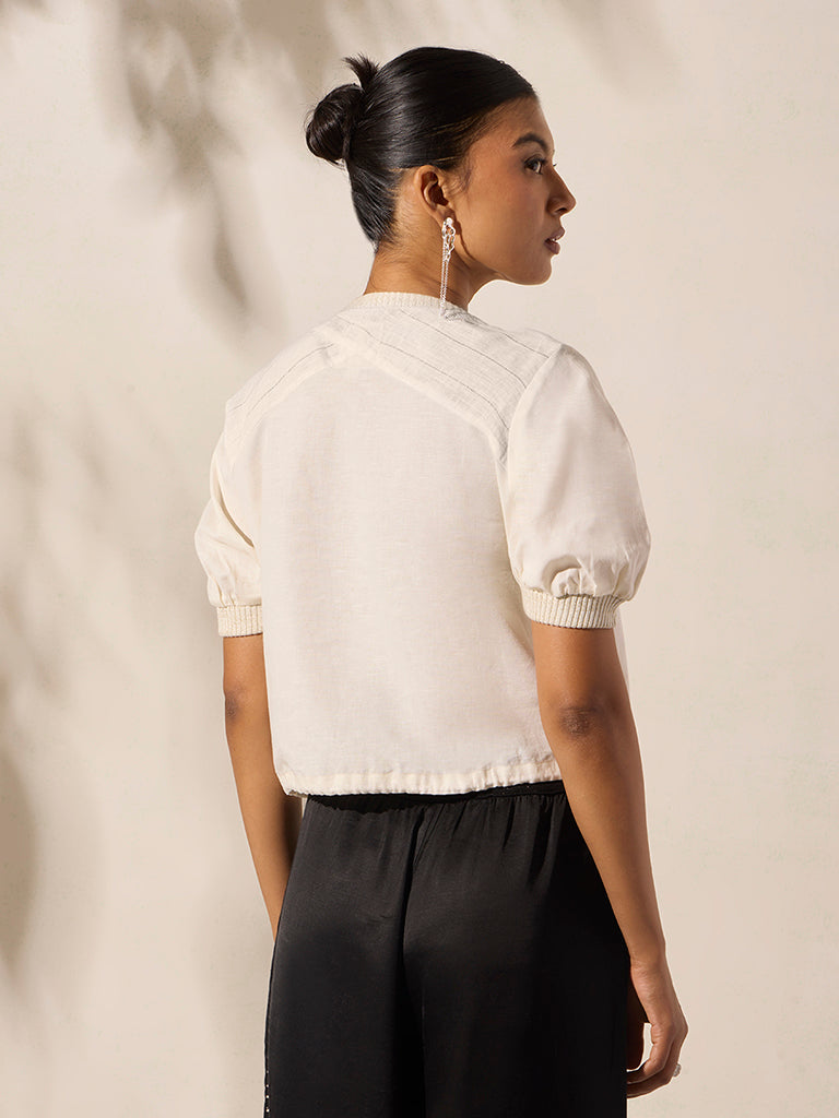 Samoh Drawstring Detailed Top - Cream