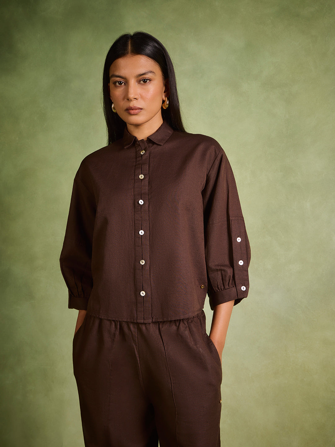Samoh Solid Shirt – Brown