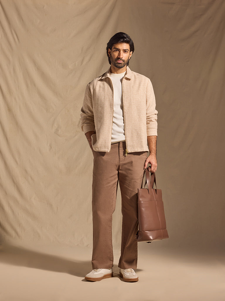 Knit-Textured Jacket - Beige