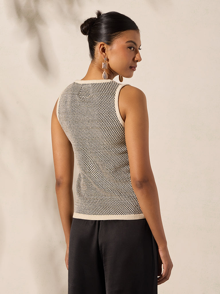 Samoh Knit-Textured Tank Top - Black