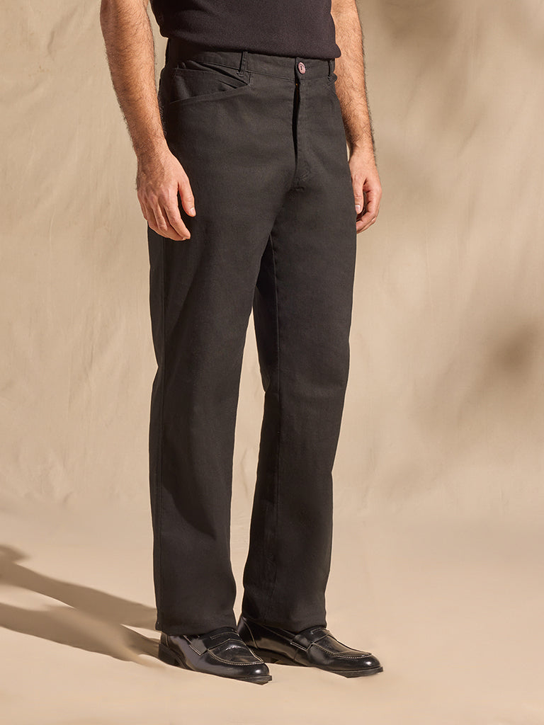 Samoh Solid Trousers - Black