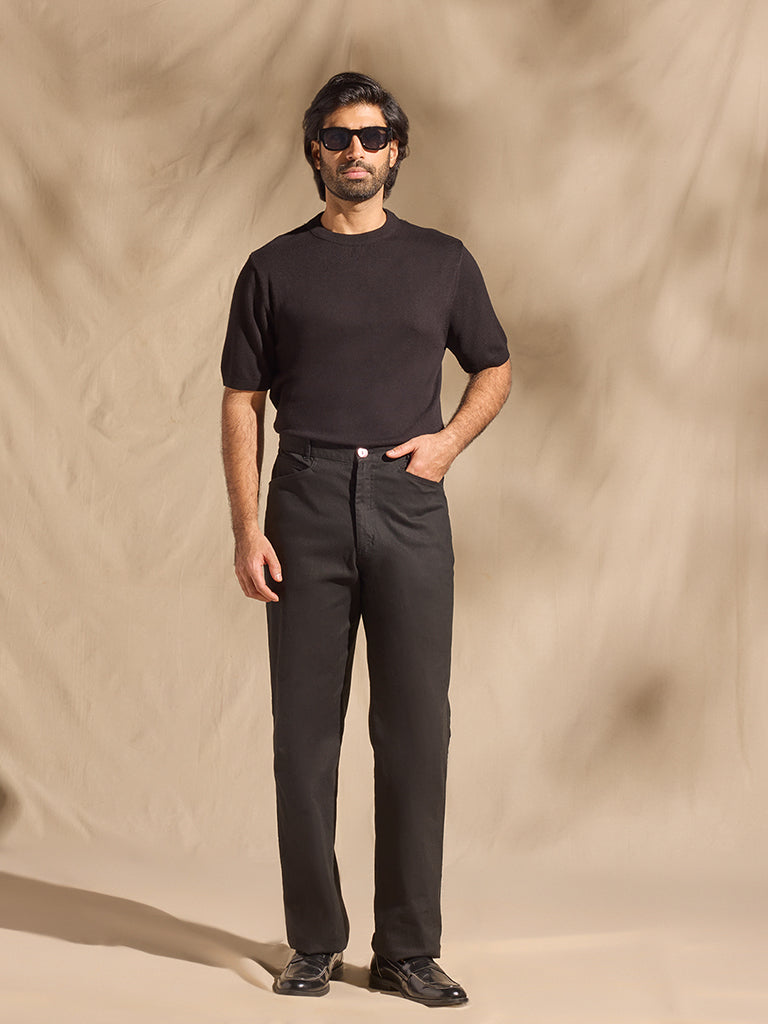Samoh Solid Trousers - Black
