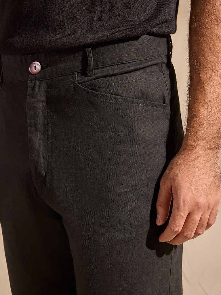 Samoh Solid Trousers - Black