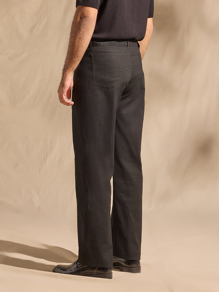 Samoh Solid Trousers - Black