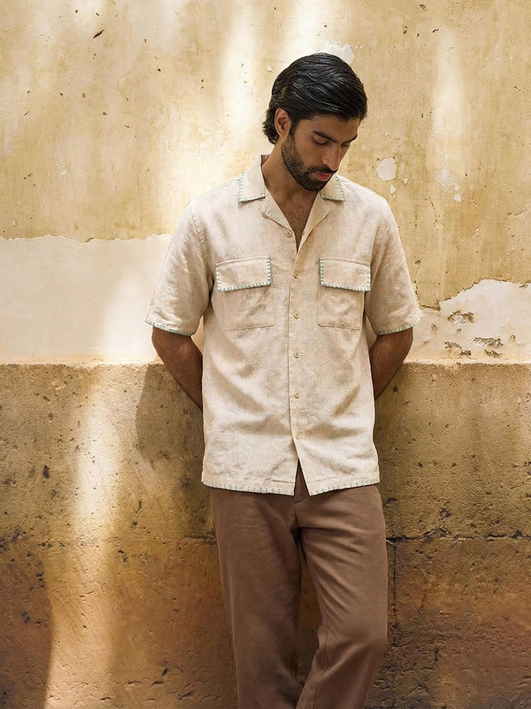 Samoh Embroidered Shirt - Beige