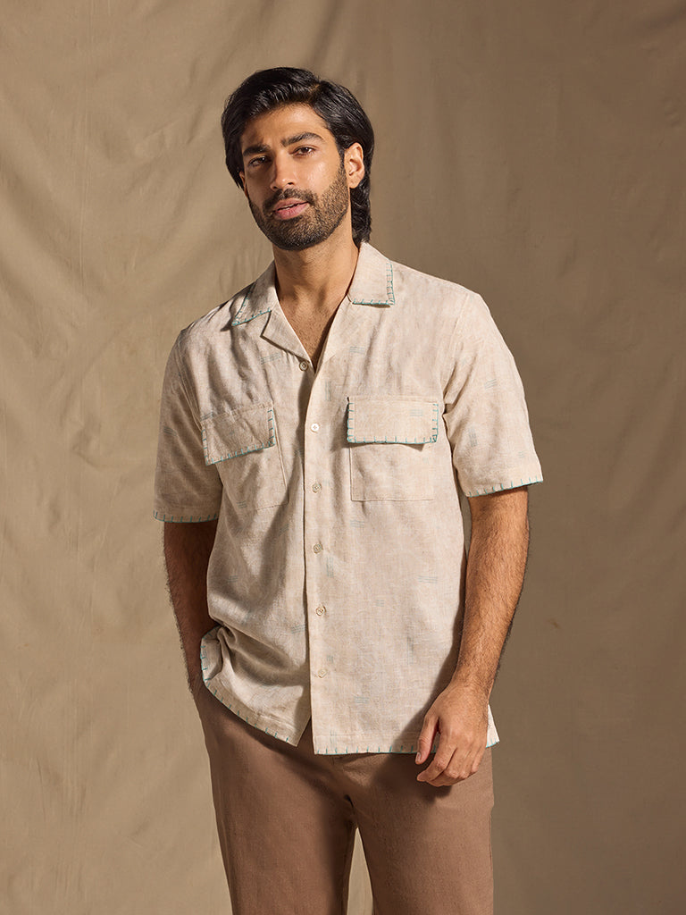 Samoh Embroidered Shirt - Beige
